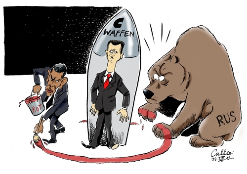 Cartoon: Angeschmiert (medium) by Paolo Calleri tagged warnung,alleingang,militärischer,lawrow,außenminister,russland,chemische,waffen,assad,al,hafiz,baschar,syrien,obama,barack,präsident,usa,usa,präsident,barack,obama,syrien,baschar,hafiz,al,assad,waffen,chemische,russland,außenminister,lawrow,militärischer,alleingang,warnung