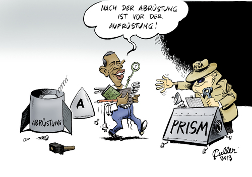 Cartoon: Atomare Abrüstung (medium) by Paolo Calleri tagged deutschland,berlin,usa,besuch,präsident,barack,obama,rede,atomare,abrüstung,brandenburger,tor,waffen,atombomben,prism,spionage,bespitzelung,nsa,geheimdienste,ueberwachung,programm,karikatur,paolo,calleri,deutschland,berlin,usa,besuch,präsident,barack,obama,rede,atomare,abrüstung,brandenburger,tor,waffen,atombomben,prism,spionage,bespitzelung,nsa,geheimdienste,ueberwachung,programm,karikatur,paolo,calleri