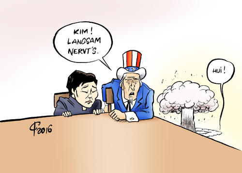 Cartoon: Atombombentest (medium) by Paolo Calleri tagged nordkorea,pjoengjang,atombombe,test,atomtest,waffen,militaer,sicherheit,diktator,kim,jong,un,suedkorea,seoul,usa,washington,bedrohung,sanktionen,drohungen,staatengemeinschaft,karikatur,cartoon,paolo,calleri,nordkorea,pjoengjang,atombombe,test,atomtest,waffen,militaer,sicherheit,diktator,kim,jong,un,suedkorea,seoul,usa,washington,bedrohung,sanktionen,drohungen,staatengemeinschaft,karikatur,cartoon,paolo,calleri