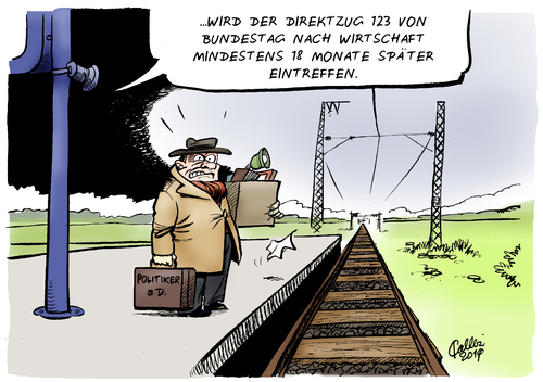 Cartoon: Abklinggleis (medium) by Paolo Calleri tagged calleri,paolo,cartoon,karikatur,wahlprogramm,monate,18,spd,cdu,bahn,deutsche,pofalla,ronald,sperrzeit,karenzzeit,wechsel,wirtschaft,regierungsmitglieder,mandat,abgeordnete,amt,politisches,politiker,bundestag,deutschland,deutschland,bundestag,politiker,politisches,amt,abgeordnete,mandat,regierungsmitglieder,wirtschaft,wechsel,karenzzeit,sperrzeit,ronald,pofalla,deutsche,bahn,cdu,spd,18,monate,wahlprogramm,karikatur,cartoon,paolo,calleri