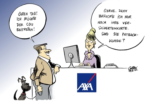 Cartoon: Axa-Rabatt (medium) by Paolo Calleri tagged cdu,axa,versicherung,krankenversicherung,mitgliedschaft,partei,rabatt,parteipolitik,sponsoring,beiträge,mitglieder,familien,cdu,axa,versicherung,krankenversicherung,mitgliedschaft,partei,rabatt,parteipolitik,sponsoring,beiträge,mitglieder,familien