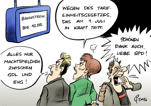 Cartoon: Bahnstreik (medium) by Paolo Calleri tagged gewerkschaften,db,bahn,deutsche,bahnreisende,verkehr,deutschland,tarifeinheitsgesetz,machtkampf,konkurrenz,evg,gdl,tarifrunde,spd,sozialdemokraten,arbeitnehmerrechte,streik,karikatur,cartoon,paolo,calleri,deutschland,verkehr,bahnreisende,deutsche,bahn,db,gewerkschaften,gdl,evg,konkurrenz,machtkampf,tarifeinheitsgesetz,tarifrunde,spd,sozialdemokraten,arbeitnehmerrechte,streik,karikatur,cartoon,paolo,calleri