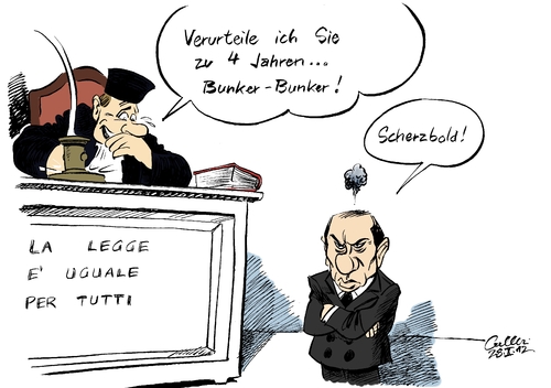 Cartoon: Bunker-Bunker (medium) by Paolo Calleri tagged bunker,justiz,gericht,ermittlungen,scheinfirmen,schwarzgeldkassen,partei,straferlass,medien,presse,fernsehen,tv,mediaset,unternehmer,steuerbetrug,steuerhinterziehung,berlusconi,silvio,italien,italien,silvio,berlusconi,steuerhinterziehung,steuerbetrug,unternehmer,mediaset,tv,fernsehen,presse,medien,straferlass,partei,schwarzgeldkassen,scheinfirmen,ermittlungen,gericht,justizpdl