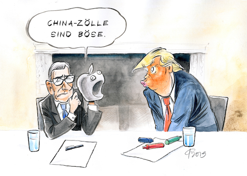 Cartoon: China-Zölle (medium) by Paolo Calleri tagged usa,china,handelskrieg,zoelle,strafzoelle,unternehmen,apple,tim,cook,us,praesident,trump,gespraech,abraten,rat,empfehlung,konzern,konzernchef,samsung,wirtschaft,karikatur,cartoon,paolo,calleri,usa,china,handelskrieg,zoelle,strafzoelle,unternehmen,apple,tim,cook,us,praesident,trump,gespraech,abraten,rat,empfehlung,konzern,konzernchef,samsung,wirtschaft,karikatur,cartoon,paolo,calleri