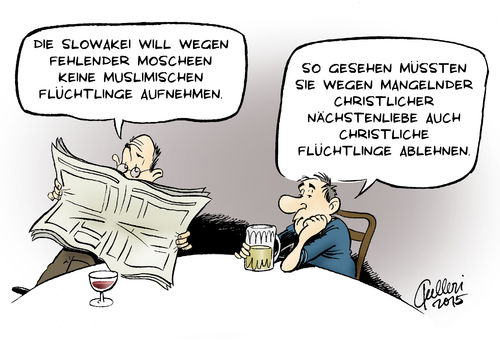 Cartoon: Christliche Flüchtlinge (medium) by Paolo Calleri tagged eu,slowakei,fluechtlinge,asyl,muslime,christen,religion,religionszugehoerigkeit,menschlichkeit,naechstenliebe,not,hunger,armut,krieg,elend,flucht,vertreibung,moscheen,integration,karikatur,cartoon,paolo,calleri,eu,slowakei,fluechtlinge,asyl,muslime,christen,religion,religionszugehoerigkeit,menschlichkeit,naechstenliebe,not,hunger,armut,krieg,elend,flucht,vertreibung,moscheen,integration,karikatur,cartoon,paolo,calleri