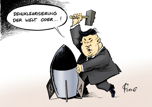 Cartoon: Denuklearisierung (medium) by Paolo Calleri tagged nordkorea,parteikongress,machthaber,fuehrer,kim,jong,un,atomwaffen,denuklearisierung,atomraketen,atomtests,glaubwuerdigkeit,karikatur,cartoon,paolo,calleri,nordkorea,parteikongress,machthaber,fuehrer,kim,jong,un,atomwaffen,denuklearisierung,atomraketen,atomtests,glaubwuerdigkeit,karikatur,cartoon,paolo,calleri