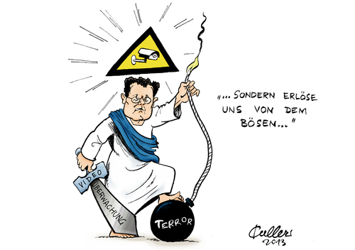 Cartoon: Erlöser (medium) by Paolo Calleri tagged terror,boston,marathonlauf,attentat,bombenaschlaege,deutschland,bundesinnenminister,hans,peter,friedrich,innere,sicherheit,islamismus,terrorismus,ueberwachung,video,videoueberwachung,verbrechen,bekaempfung,bedrohung,freiheit,karikatur,paolo,calleri,terror,boston,marathonlauf,attentat,bombenaschlaege,deutschland,bundesinnenminister,hans,peter,friedrich,innere,sicherheit,islamismus,terrorismus,ueberwachung,video,videoueberwachung,verbrechen,bekaempfung,bedrohung,freiheit,karikatur,paolo,calleri