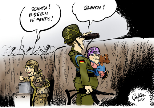 Cartoon: Familienfreundlich (medium) by Paolo Calleri tagged bundeswehr,soldaten,bundesverteidigungsministerin,verteidigung,militär,ursula,von,der,leyen,familie,familienfreundlich,attraktivität,dienstzeiten,familienzeiten,karikatur,cartoon,paolo,calleri,bundeswehr,soldaten,bundesverteidigungsministerin,verteidigung,militär,ursula,von,der,leyen,familie,familienfreundlich,attraktivität,dienstzeiten,familienzeiten,karikatur,cartoon,paolo,calleri