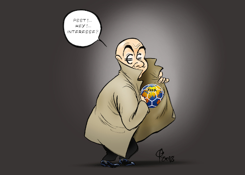 Cartoon: FIFA-Ausverkauf (medium) by Paolo Calleri tagged sport,fifa,weltfussballverband,verband,gianni,infantino,plaene,verkauf,rechte,investoren,wirtschaft,schweiz,wettbewerbe,milliarden,finanzen,karikatur,cartoon,paolo,calleri,sport,fifa,weltfussballverband,verband,gianni,infantino,plaene,verkauf,rechte,investoren,wirtschaft,schweiz,wettbewerbe,milliarden,finanzen,karikatur,cartoon,paolo,calleri