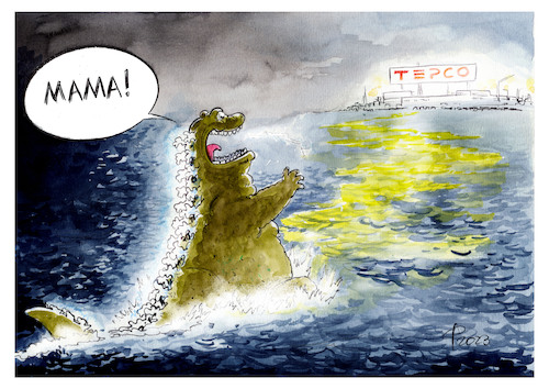 Cartoon: Fukushima-Wasser (medium) by Paolo Calleri tagged japan,fukushima,atom,kernkraft,kuehlwasser,meer,verklappung,wasser,einleitung,pazifik,iaea,atomunfall,atomenergieagentur,karikatur,cartoon,paolo,calleri,japan,fukushima,atom,kernkraft,kuehlwasser,meer,verklappung,wasser,einleitung,pazifik,iaea,atomunfall,atomenergieagentur,karikatur,cartoon,paolo,calleri