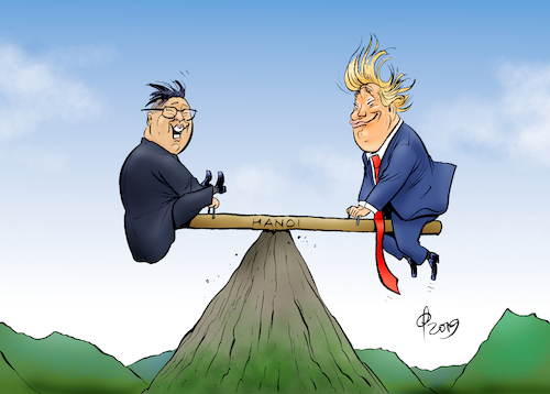 Cartoon: Gipfeltreffen (medium) by Paolo Calleri tagged vietnam,nordkorea,usa,us,praesident,donald,trump,kim,jong,un,treffen,gipfel,hanoi,gipfeltreffen,wiedersehen,abruestung,atomwaffen,rakenten,raketentests,frieden,atomwaffenarsenal,karikatur,cartoon,paolo,calleri,vietnam,nordkorea,usa,us,praesident,donald,trump,kim,jong,un,treffen,gipfel,hanoi,gipfeltreffen,wiedersehen,abruestung,atomwaffen,rakenten,raketentests,frieden,atomwaffenarsenal,karikatur,cartoon,paolo,calleri