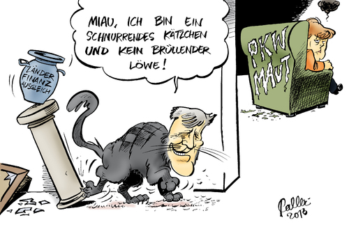 Cartoon: Großkätzchen (medium) by Paolo Calleri tagged deutschland,bundestagswahl,2013,wahlkampf,cdu,csu,bayern,landtagswahl,länderfinanzausgleich,pkw,maut,koalitionsgespräche,kätzchen,löwe,karikatur,paolo,calleri,deutschland,bundestagswahl,2013,wahlkampf,cdu,csu,bayern,landtagswahl,länderfinanzausgleich,pkw,maut,koalitionsgespräche,kätzchen,löwe,karikatur,paolo,calleri