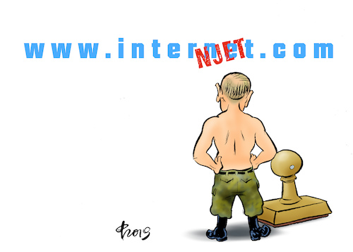 Cartoon: Internjet (medium) by Paolo Calleri tagged russland,praesident,wladimir,putin,gesetz,justiz,internet,kommunikation,medien,meinung,meinungsfreiheit,demokratie,karikatur,cartoon,paolo,calleri,russland,praesident,wladimir,putin,gesetz,justiz,internet,kommunikation,medien,meinung,meinungsfreiheit,demokratie,karikatur,cartoon,paolo,calleri