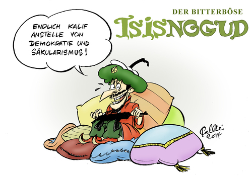 Cartoon: Isisnogud (medium) by Paolo Calleri tagged irak,syrien,terrorismus,isis,islamisten,dschihad,sunniten,extremisten,kalifat,anführer,baghdadi,comic,isnogud,goscinny,tabary,karikatur,cartoon,paolo,calleri,irak,syrien,terrorismus,isis,islamisten,dschihad,sunniten,extremisten,kalifat,anführer,baghdadi,comic,isnogud,goscinny,tabary,karikatur,cartoon,paolo,calleri