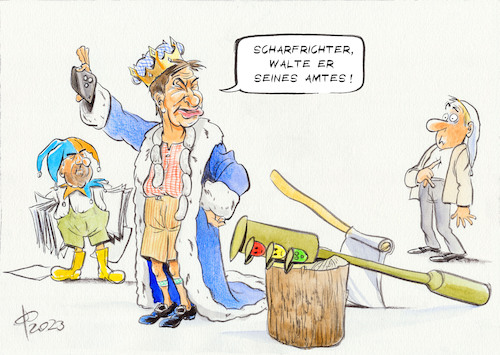 Cartoon: Königlich Bayerische Anweisung (medium) by Paolo Calleri tagged deutschland,bayern,parteien,ampel,bundesregierung,koalition,csu,ministerpraesident,soeder,neuwahlen,wirtschaft,finanzen,haushalt,energie,gruene,fdp,spd,politik,karikatur,cartoon,paolo,calleri,deutschland,bayern,parteien,ampel,bundesregierung,koalition,csu,ministerpraesident,soeder,neuwahlen,wirtschaft,finanzen,haushalt,energie,gruene,fdp,spd,politik,karikatur,cartoon,paolo,calleri