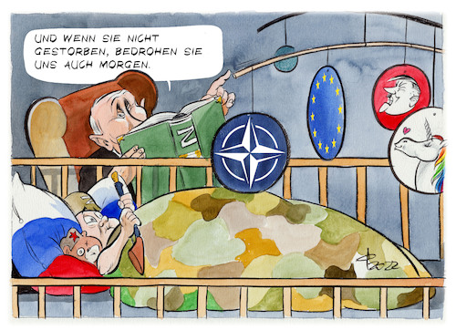 Cartoon: Märchenstunde (medium) by Paolo Calleri tagged ukraine,russland,putin,parade,militaer,krieg,nato,eu,europa,demokratie,feindbilder,karikatur,cartoon,paolo,calleri,ukraine,russland,putin,parade,militaer,krieg,nato,eu,europa,demokratie,feindbilder,karikatur,cartoon,paolo,calleri