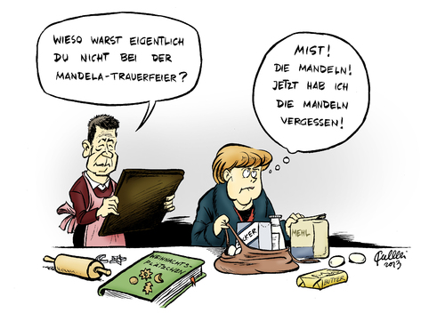 Cartoon: Mandeln (medium) by Paolo Calleri tagged johannesburg,südafrika,nelson,mandela,madiba,tod,trauerfeier,friedensnobelpreis,friedensnobelpreisträger,staatschefs,regierungschefs,bundeskanzlerin,angela,merkel,fernbleiben,botschaft,kondolenzbuch,bundespräsident,joachim,gauck,karikatur,cartoon,paolo,calleri,johannesburg,südafrika,nelson,mandela,madiba,tod,trauerfeier,friedensnobelpreis,friedensnobelpreisträger,staatschefs,regierungschefs,bundeskanzlerin,angela,merkel,fernbleiben,botschaft,kondolenzbuch,bundespräsident,joachim,gauck,karikatur,cartoon,paolo,calleri