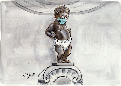 Cartoon: Manneken off (medium) by Paolo Calleri tagged welt,eu,belgien,covid,19,corona,neuinfektionen,zweite,welle,lockdwon,gesellschaft,wirtschaft,finanzen,gesundheit,karikatur,cartoon,paolo,calleri,welt,eu,belgien,covid,19,corona,neuinfektionen,zweite,welle,lockdwon,gesellschaft,wirtschaft,finanzen,gesundheit,karikatur,cartoon,paolo,calleri