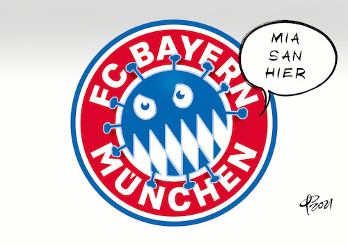 Cartoon: Mia san hier (medium) by Paolo Calleri tagged welt,deutschland,fc,bayern,muenchen,fussball,sport,mueller,corona,spieler,test,positiv,covid,19,virus,arbeit,wirtschaft,gesellschaft,karikatur,cartoon,paolo,calleri,welt,deutschland,fc,bayern,muenchen,fussball,sport,mueller,corona,spieler,test,positiv,covid,19,virus,arbeit,wirtschaft,gesellschaft,karikatur,cartoon,paolo,calleri