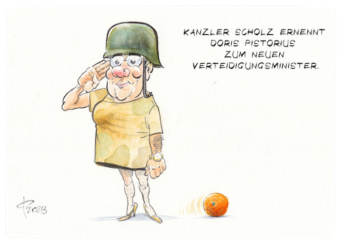 Cartoon: Pistorius (medium) by Paolo Calleri tagged deutschland,militaer,bundeswehr,bundesverteidigungsminister,verteidigungsminister,boris,pistorius,paritaet,bundeskanzler,scholz,kabinett,ministerin,parteien,spd,geschlechter,politik,karikatur,cartoon,paolo,calleri,deutschland,militaer,bundeswehr,bundesverteidigungsminister,verteidigungsminister,boris,pistorius,paritaet,bundeskanzler,scholz,kabinett,ministerin,parteien,spd,geschlechter,politik,karikatur,cartoon,paolo,calleri