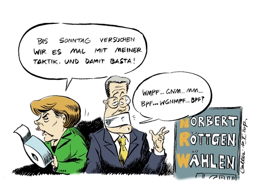 Cartoon: Redeverbot (medium) by Paolo Calleri tagged landtagswahlen,wahlen,nrw,nordrhein,westfalen,düsseldorf,cdu,spitzenkandidat,norbert,röttgen,patzer,versprecher,abstimmung,europapolitik,bundeskanzlerin,angela,merkel,tv,sendung,landtagswahlen,wahlen,nrw,nordrhein westfalen,düsseldorf,cdu,spitzenkandidat,röttgen,patzer,versprecher,abstimmung,europapolitik,nordrhein,westfalen