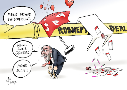 Cartoon: Rosneft-Deal (medium) by Paolo Calleri tagged deutschland,russland,bundestag,bunestagwahl,wahlkampf,kanzlerkandidat,martin,schulz,spd,umfragen,altkanzler,gerhard,schroeder,einzug,aufsichtsrat,rosneft,kritik,karikatur,cartoon,paolo,calleri,deutschland,russland,bundestag,bunestagwahl,wahlkampf,kanzlerkandidat,martin,schulz,spd,umfragen,altkanzler,gerhard,schroeder,einzug,aufsichtsrat,rosneft,kritik,karikatur,cartoon,paolo,calleri