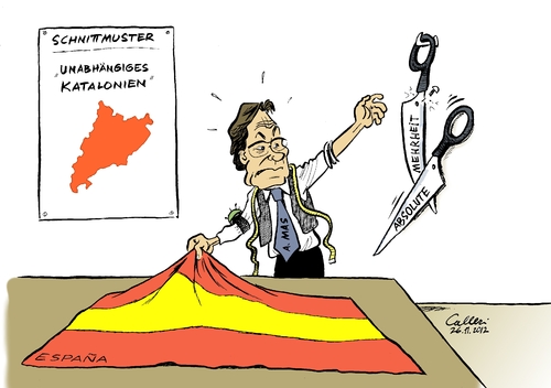 Cartoon: Schneiderei Catalonia (medium) by Paolo Calleri tagged politik,abspaltung,referendum,regionalwahl,separatisten,nationalliberal,mas,artur,ministerpräsident,unabhängigkeit,spanien,katalonien,katalonien,spanien,unabhängigkeit,ministerpräsident,artur,mas,nationalliberal,separatisten,regionalwahl,referendum,abspaltung