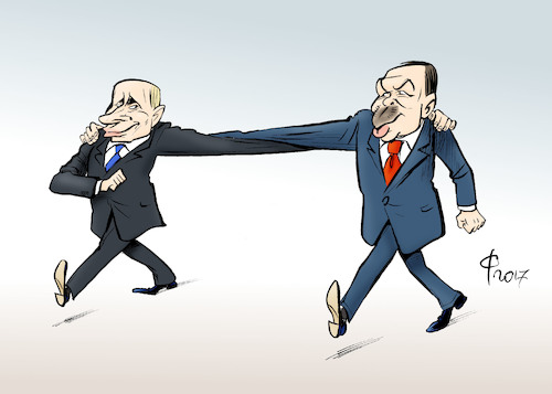 Cartoon: Schulterschluss (medium) by Paolo Calleri tagged tuerkei,russland,wladimir,putin,recep,tayyip,erdogan,treffen,empfang,spannungen,syrienkonflikt,schulterschluss,pragmatismus,westen,verbuendete,abstand,interessen,karikatur,carton,paolo,calleri,tuerkei,russland,wladimir,putin,recep,tayyip,erdogan,treffen,empfang,spannungen,syrienkonflikt,schulterschluss,pragmatismus,westen,verbuendete,abstand,interessen,karikatur,carton,paolo,calleri