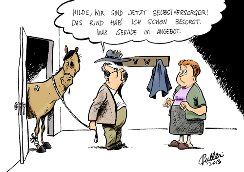 Cartoon: Selbstversorger (medium) by Paolo Calleri tagged calleri,paolo,karikatur,selbstversorger,lebensmittelkontrolle,etikettierung,betrug,betriebe,metzgerei,unternehmen,lebensmittelfirmen,deklarierung,eu,niederlande,rindfleisch,pferdefleisch,skandal,lebensmittel,lebensmittel,skandal,pferdefleisch,rindfleisch,niederlande,eu,deklarierung,lebensmittelfirmen,unternehmen,metzgerei,betriebe,betrug,etikettierung,lebensmittelkontrolle,selbstversorger,karikatur,paolo,calleri