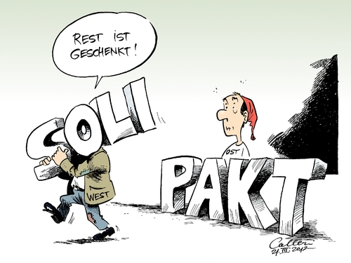 Cartoon: Soli-Pakt (medium) by Paolo Calleri tagged soli,pakt,solidarpakt,deutschland,ost,west,westdeutschland,ostdeutschland,debatte,ruhrgebiet,ruhrsoli,solidarzahlung,wirtschaftskraft,kommunen,2019,solidarpakt,solidaritaet,ost,west,osten,westen,ossi,wessi,kommunen,geld,reich