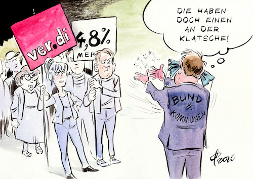 Cartoon: Tarifkonflikt (medium) by Paolo Calleri tagged deutschland,tarifkonflikt,warnstreiks,beschaeftigte,kitas,krankenhaeuser,pfleger,muellabfuhr,einrichtungen,arbeitgeber,bund,kommunen,verdi,gewerkschaft,streit,helden,alltag,systemrelevant,lockdown,pandemie,corona,covid,lohn,einkommen,angebot,karikatur,cartoon,paolo,calleri,deutschland,tarifkonflikt,warnstreiks,beschaeftigte,kitas,krankenhaeuser,pfleger,muellabfuhr,einrichtungen,arbeitgeber,bund,kommunen,verdi,gewerkschaft,streit,helden,alltag,systemrelevant,lockdown,pandemie,corona,covid,lohn,einkommen,angebot,karikatur,cartoon,paolo,calleri