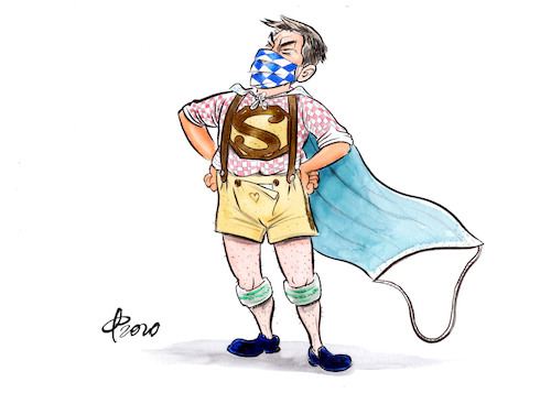 Cartoon: The masked Bavarian (medium) by Paolo Calleri tagged welt,deutschland,bundesrepublik,bundeslaender,bayern,ministerpraesident,markus,soeder,forderung,masken,maskenpflicht,infektionen,neuinfektionen,corona,covid,pandemie,oeffentlichkeit,innenraeume,massnahmen,karikatur,cartoon,paolo,calleri,welt,deutschland,bundesrepublik,bundeslaender,bayern,ministerpraesident,markus,soeder,forderung,masken,maskenpflicht,infektionen,neuinfektionen,corona,covid,pandemie,oeffentlichkeit,innenraeume,massnahmen,karikatur,cartoon,paolo,calleri