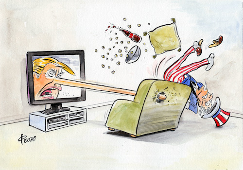 Cartoon: TV-Duell (medium) by Paolo Calleri tagged usa,praesidentschaft,wahlen,praesidentschaftswahl,wahlkampf,medien,tv,duell,trump,biden,luegen,debatte,wirtschaft,arbeit,soziales,gesellschaft,covid,19,corona,karikatur,cartoon,paolo,calleri,usa,praesidentschaft,wahlen,praesidentschaftswahl,wahlkampf,medien,tv,duell,trump,biden,luegen,debatte,wirtschaft,arbeit,soziales,gesellschaft,covid,19,corona,karikatur,cartoon,paolo,calleri