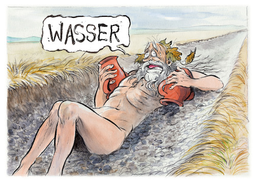 Cartoon: Vater Rhein (medium) by Paolo Calleri tagged duerre,europa,fluss,rhein,trockenheit,klima,klimawandel,sommer,umwelt,natur,karikatur,cartoon,paolo,calleri,duerre,europa,fluss,rhein,trockenheit,klima,klimawandel,sommer,umwelt,natur,karikatur,cartoon,paolo,calleri