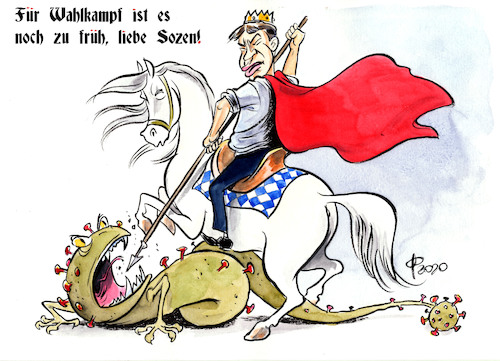 Cartoon: Verfrühter Wahlkampf (medium) by Paolo Calleri tagged deutschland,bayern,berlin,parteien,sozialdemokraten,spd,csu,soeder,ministerpraesident,corona,covid,pandemie,management,lockerungen,strategie,wahlkampf,bundestagswahl,kandidatur,kanzlerkandidat,olaf,scholz,infektionen,karikatur,cartoon,paolo,calleri,deutschland,bayern,berlin,parteien,sozialdemokraten,spd,csu,soeder,ministerpraesident,corona,covid,pandemie,management,lockerungen,strategie,wahlkampf,bundestagswahl,kandidatur,kanzlerkandidat,olaf,scholz,infektionen,karikatur,cartoon,paolo,calleri