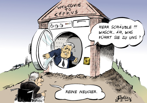 Cartoon: Waschparadies (medium) by Paolo Calleri tagged finan,politik,wirtschaft,schuldenkrise,krise,hilfspaket,kontrolle,reformen,geldwaesche,geld,währung,eurozone,euro,kontrolleure,hilfsmilliarden,milliarden,schaeuble,wolfgang,finanzminister,deutschland,eu,christofias,dimitris,praesident,zypern,inselrepublik,inselrepublik,zypern,praesident,dimitris,christofias,eu,deutschland,finanzminister,wolfgang,schaeuble,milliarden,hilfsmilliarden,kontrolleure,euro,eurozone,währung,geld,geldwaesche,reformen,kontrolle,hilfspaket,krise,schuldenkrise,wirtschaft,politik,finanzen