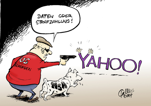 Cartoon: Yahoo (medium) by Paolo Calleri tagged usa,nsa,behoerden,regierung,suchmaschinen,internet,konzern,yahoo,daten,spaehaffaere,spionage,geheimdienste,prism,privatsphaere,strafen,strafzahlung,karikatur,cartoon,paolo,calleri,usa,nsa,behoerden,regierung,suchmaschinen,internet,konzern,yahoo,daten,spaehaffaere,spionage,geheimdienste,prism,privatsphaere,strafen,strafzahlung,karikatur,cartoon,paolo,calleri