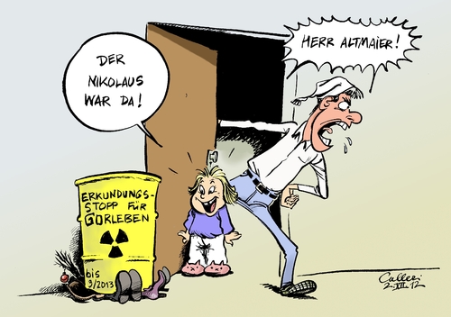 Cartoon: Zwischengelagert (medium) by Paolo Calleri tagged politik,umwelt,2013,bundestagswahl,erkundungsmoratorium,moratorium,altmaier,peter,bundesumweltminister,endlagersuche,endlager,atommüll,erkundung,gorleben,salzstock,salzstock,gorleben,erkundung,atommüll,endlager,endlagersuche,bundesumweltminister,peter,altmaier,moratorium,erkundungsmoratorium,bundestagswahl,2013