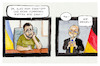 Cartoon: Solidaritätsbekundungen (small) by Paolo Calleri tagged deutschland,ukraine,olaf,scholz,wolodomit,selenskyj,energie,gas,embargo,waffen,karikatur,cartoon,paolo,calleri