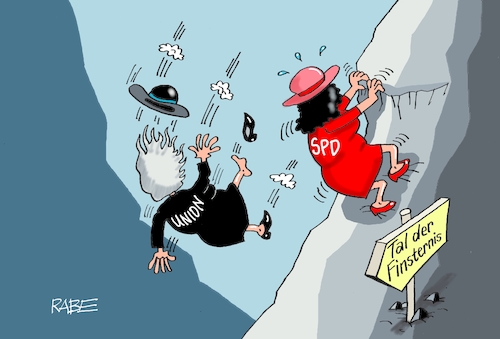 Cartoon: Absturzgefahr (medium) by RABE tagged bundestagswahl,wahlkampf,osten,ddr,ostbeauftragter,bundesregierung,recht,rabe,ralf,böhme,cartoon,karikatur,pressezeichnung,farbcartoon,tagescartoon,kanzleramt,laschet,gartenzwerg,finsternis,absturz,tal,umfragetief,umfragewerte,bergsteiger,kletterer,bundestagswahl,wahlkampf,osten,ddr,ostbeauftragter,bundesregierung,recht,rabe,ralf,böhme,cartoon,karikatur,pressezeichnung,farbcartoon,tagescartoon,kanzleramt,laschet,gartenzwerg,finsternis,absturz,tal,umfragetief,umfragewerte,bergsteiger,kletterer