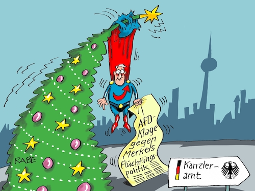 Cartoon: AfD klagt (medium) by RABE tagged migration,migrationspakt,un,beschluß,merkel,flüchtlinge,rabe,ralf,böhme,cartoon,karikatur,pressezeichnung,farbcartoon,tagescartoon,marakesch,rede,arbeitsmigration,klage,afd,rechte,kanzleramt,supermann,weihnachtstanne,zurückweisung,bundesverfassungsgericht,migration,migrationspakt,un,beschluß,merkel,flüchtlinge,rabe,ralf,böhme,cartoon,karikatur,pressezeichnung,farbcartoon,tagescartoon,marakesch,rede,arbeitsmigration,klage,afd,rechte,kanzleramt,supermann,weihnachtstanne,zurückweisung,bundesverfassungsgericht