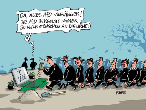 Cartoon: Afd Urne (medium) by RABE tagged afd,landtagswahl,rechtsruck,meckpomm,mecklenburg,vorpommern,wahlergebnis,rabe,ralf,böhme,cartoon,karikatur,pressezeichnung,farbcartoon,tagescartoon,friedhof,urne,beisetzung,trauernde,trauergäste,afd,landtagswahl,rechtsruck,meckpomm,mecklenburg,vorpommern,wahlergebnis,rabe,ralf,böhme,cartoon,karikatur,pressezeichnung,farbcartoon,tagescartoon,friedhof,urne,beisetzung,trauernde,trauergäste