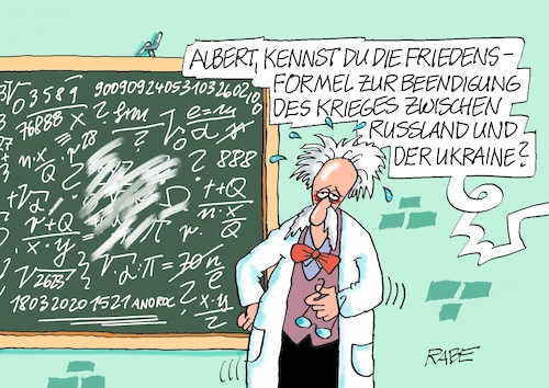 Cartoon: Albert überfordert (medium) by RABE tagged friedensformel,saudi,arabien,konferenz,dschidda,angriffskrieg,gespräche,abschlusserklärung,rabe,ralf,böhme,cartoon,karikatur,pressezeichnung,farbcartoon,tagescartoon,albert,einstein,relativität,relativitätstheorie,formel,tafel,kreide,friedensformel,saudi,arabien,konferenz,dschidda,angriffskrieg,gespräche,abschlusserklärung,rabe,ralf,böhme,cartoon,karikatur,pressezeichnung,farbcartoon,tagescartoon,albert,einstein,relativität,relativitätstheorie,formel,tafel,kreide