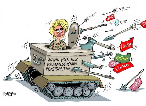 Cartoon: Alle Geschütze aufgefahren (medium) by RABE tagged europawahl,mai,brüssel,eu,rabe,ralf,böhme,cartoon,karikatur,pressezeichnung,farbcartoon,tagescartoon,kreistag,kreistagswahlen,wahlsonntag,sitze,kandidaten,wahlcoaching,wähler,wählercoaching,coach,ursula,von,der,leyen,kommissionspräsidentin,spitzenposten,postenrangelei,merkel,weber,timmermans,tusk,juncker,panzer,wahlurne,pfeil,speer,axt,schwert,linke,spd,grüne,gegenstimmen,europawahl,mai,brüssel,eu,rabe,ralf,böhme,cartoon,karikatur,pressezeichnung,farbcartoon,tagescartoon,kreistag,kreistagswahlen,wahlsonntag,sitze,kandidaten,wahlcoaching,wähler,wählercoaching,coach,ursula,von,der,leyen,kommissionspräsidentin,spitzenposten,postenrangelei,merkel,weber,timmermans,tusk,juncker,panzer,wahlurne,pfeil,speer,axt,schwert,linke,spd,grüne,gegenstimmen