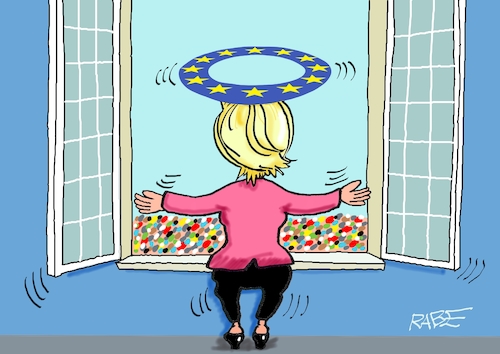 Cartoon: Allerheilige Uschi (medium) by RABE tagged wahl,wahlomat,wahlkämpfer,europawahl,landtagswahl,wähler,wahlplakate,rabe,ralf,böhme,cartoon,karikatur,pressezeichnung,farbcartoon,tagescartoon,briefwahl,briefwähler,stimmzettel,brief,briefkuvert,uschi,ursula,von,der,leyen,brüssel,kommissionspräsidentin,wiederwahl,fenster,sterne,ring,heiligenschein,wahl,wahlomat,wahlkämpfer,europawahl,landtagswahl,wähler,wahlplakate,rabe,ralf,böhme,cartoon,karikatur,pressezeichnung,farbcartoon,tagescartoon,briefwahl,briefwähler,stimmzettel,brief,briefkuvert,uschi,ursula,von,der,leyen,brüssel,kommissionspräsidentin,wiederwahl,fenster,sterne,ring,heiligenschein