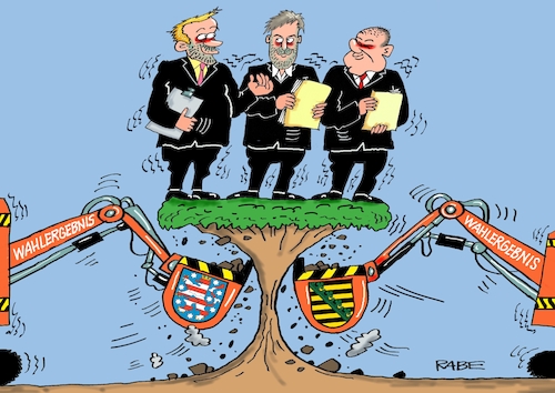 Cartoon: Anbaggerei (medium) by RABE tagged landtagswahl,thüringen,septemper,cdu,afd,mario,voigt,bernd,höcke,tv,duell,fernsehduell,rabe,ralf,böhme,cartoon,karikatur,pressezeichnung,farbcartoon,tagescartoon,sachsen,wechselwähler,ampel,ampelregierung,berlin,wahlergebnise,bagger,erdaushub,tiefbau,landtagswahl,thüringen,septemper,cdu,afd,mario,voigt,bernd,höcke,tv,duell,fernsehduell,rabe,ralf,böhme,cartoon,karikatur,pressezeichnung,farbcartoon,tagescartoon,sachsen,wechselwähler,ampel,ampelregierung,berlin,wahlergebnise,bagger,erdaushub,tiefbau