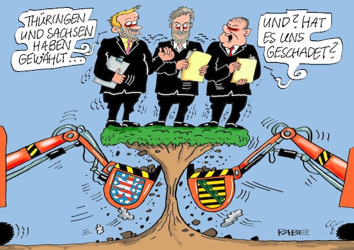 Cartoon: Angebaggert (medium) by RABE tagged landtagswahl,thüringen,septemper,cdu,afd,mario,voigt,bernd,höcke,tv,duell,fernsehduell,rabe,ralf,böhme,cartoon,karikatur,pressezeichnung,farbcartoon,tagescartoon,sachsen,wechselwähler,bagger,ampel,ampelregierung,habeck,scholz,lindner,landtagswahl,thüringen,septemper,cdu,afd,mario,voigt,bernd,höcke,tv,duell,fernsehduell,rabe,ralf,böhme,cartoon,karikatur,pressezeichnung,farbcartoon,tagescartoon,sachsen,wechselwähler,bagger,ampel,ampelregierung,habeck,scholz,lindner