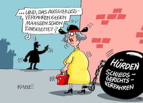 Cartoon: Anhänger (medium) by RABE tagged cdu,parteitag,hannover,friedrich,merz,csu,union,opposition,erneuerung,hans,georg,maaßen,parteiausschluß,parteiausschlussverfahren,hürden,schiedsgericht,kugel,kette,eisen,fußfessel,cdu,parteitag,hannover,friedrich,merz,csu,union,opposition,erneuerung,hans,georg,maaßen,parteiausschluß,parteiausschlussverfahren,hürden,schiedsgericht,kugel,kette,eisen,fußfessel