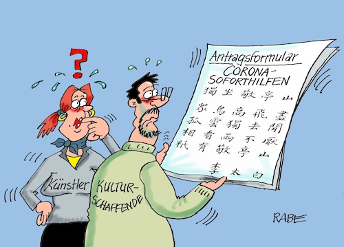 Cartoon: Antragsformulkare (medium) by RABE tagged virus,corona,pandemie,coronakrise,rabe,ralf,böhme,cartoon,karikatur,pressezeichnung,farbcartoon,tagescartoon,viren,virenschutz,mundschutz,desinfektion,föderal,föderalismus,ländersache,bundesländer,soforthilfe,antragsformular,antragssteller,kulturschafende,künstler,hilfsgelder,coronasoforthilfe,virus,corona,pandemie,coronakrise,rabe,ralf,böhme,cartoon,karikatur,pressezeichnung,farbcartoon,tagescartoon,viren,virenschutz,mundschutz,desinfektion,föderal,föderalismus,ländersache,bundesländer,soforthilfe,antragsformular,antragssteller,kulturschafende,künstler,hilfsgelder,coronasoforthilfe