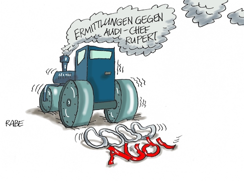 Cartoon: Audichef (medium) by RABE tagged vw,dieselgat,abgasskandal,vorstan,vorstandschef,winterkorn,anklage,haftbefehl,rab,ralf,böhme,cartoon,karikatur,pressezeichnung,farbcartoon,tagescartoon,audi,audichef,dieselgate,staatsanwaltschaft,rupert,ermittlungen,dampfwalze,vw,dieselgat,abgasskandal,vorstan,vorstandschef,winterkorn,anklage,haftbefehl,rab,ralf,böhme,cartoon,karikatur,pressezeichnung,farbcartoon,tagescartoon,audi,audichef,dieselgate,staatsanwaltschaft,rupert,ermittlungen,dampfwalze